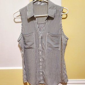 Express Black & White Button-Down Sleeveless Shirt